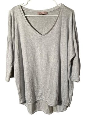 Philosophy Women’s Size Medium V-Neck Knit Top Light Heather Gray Dolman Sleeve